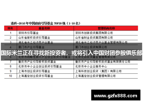 国际米兰正在寻找新投资者，或将引入中国财团参股俱乐部